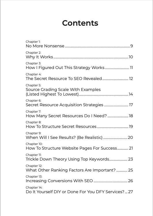 1 secret to seo table of contents